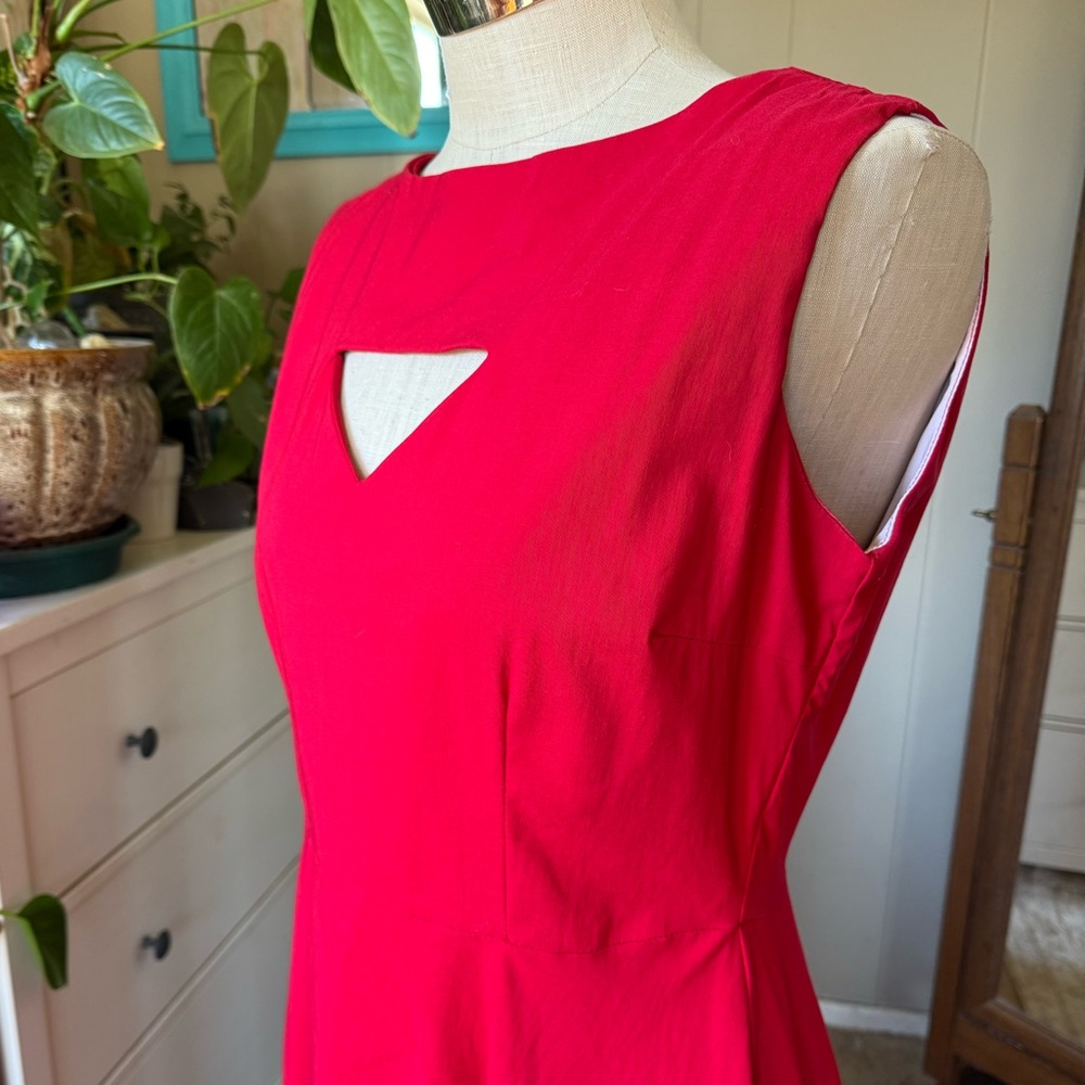 Tatyana Retro Red Swing Pinup Style Cutout Dress, plus size 2X - Picture 4 of 12